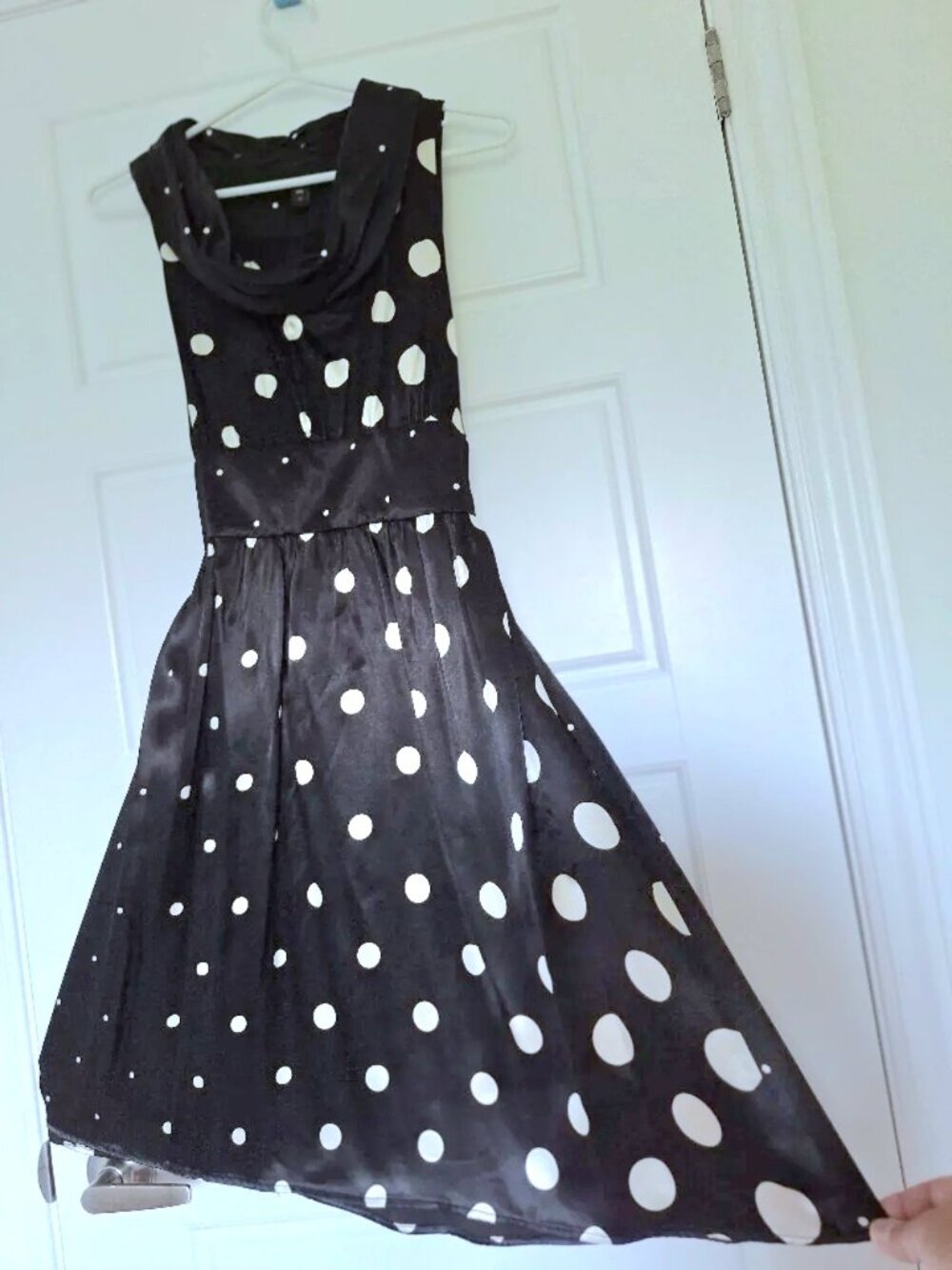 Brand New Made in Canada ElegantLong Black Sleeveless Polkadot Dinner Dress